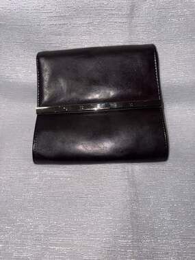 Guess Black Leather Wallet with Metal Bar Logo